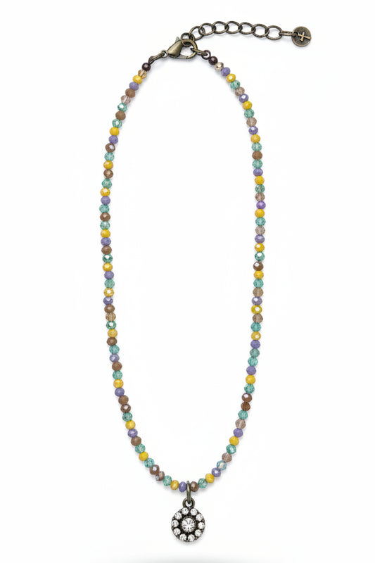 224262 MUTLI BEAD CHOKER WITH FLOWER BLING CHARM NL