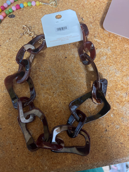 1182 H186  BROWN LINK NECKLACE