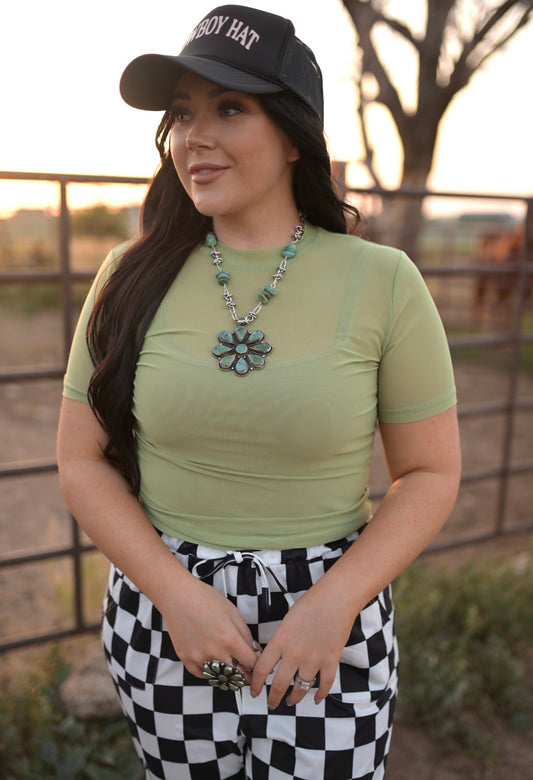 TH1225 SOLID SHORT SLEEVE MESH TOPS(7 Piece)