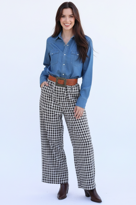 TH2109 BLACK GINGHAM PANT(7)