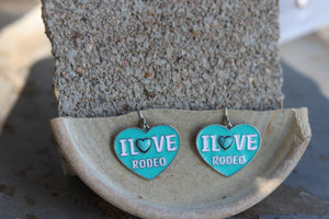 2083 T55 TURQ HEART RODEO DANGLE ER