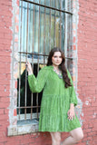 TH25 GREEN VELVET BOHO DRESS