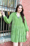 TH25 GREEN VELVET BOHO DRESS