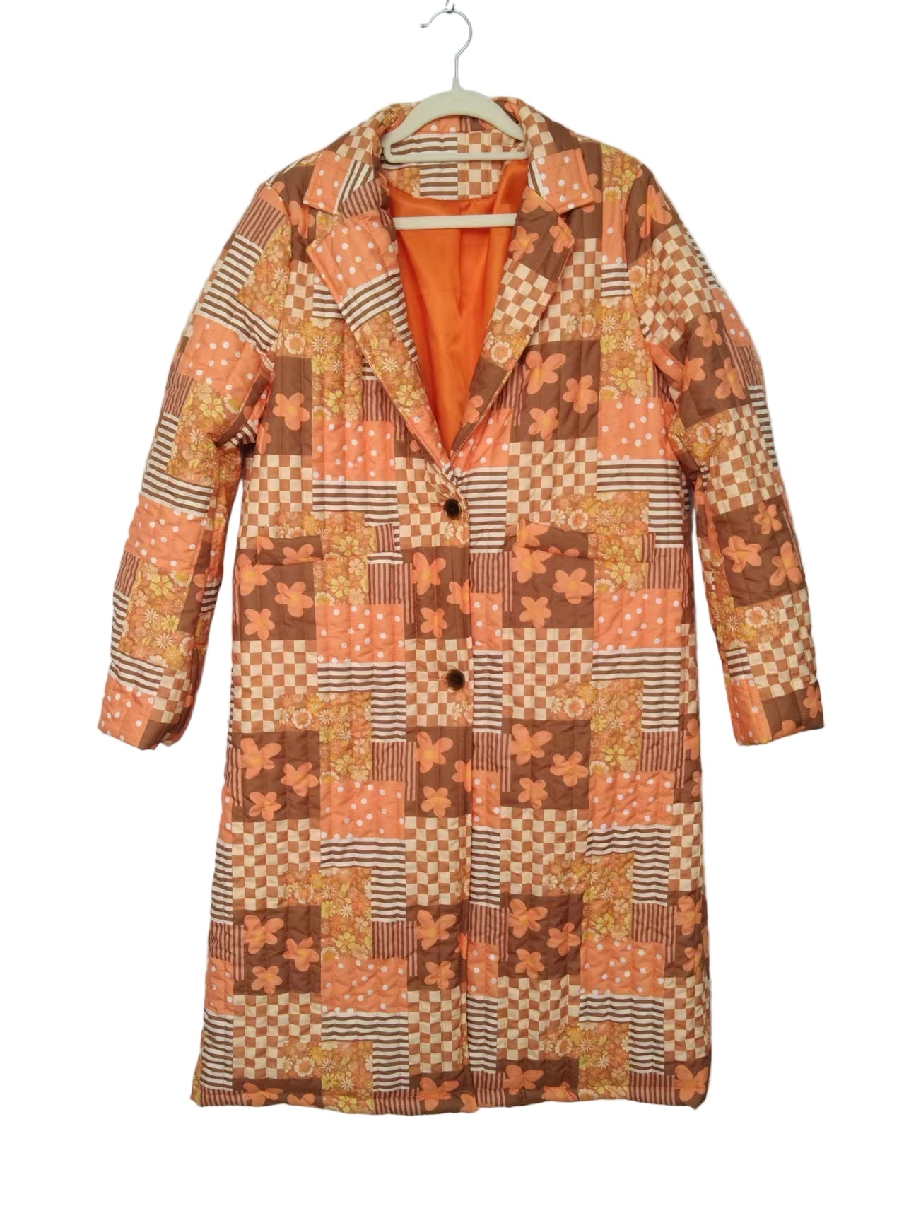 TH1075 ORANGE SQUARE LONG QUITTED JACKET (7 Piece)