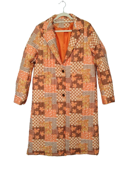 TH1075 ORANGE SQUARE LONG QUITTED JACKET (7 Piece)