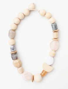 6662 Neutral Mixed Bead Statement Necklace