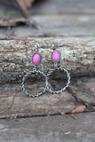 1155 H67 PINK BARBWIRE SILVER HOOP ER