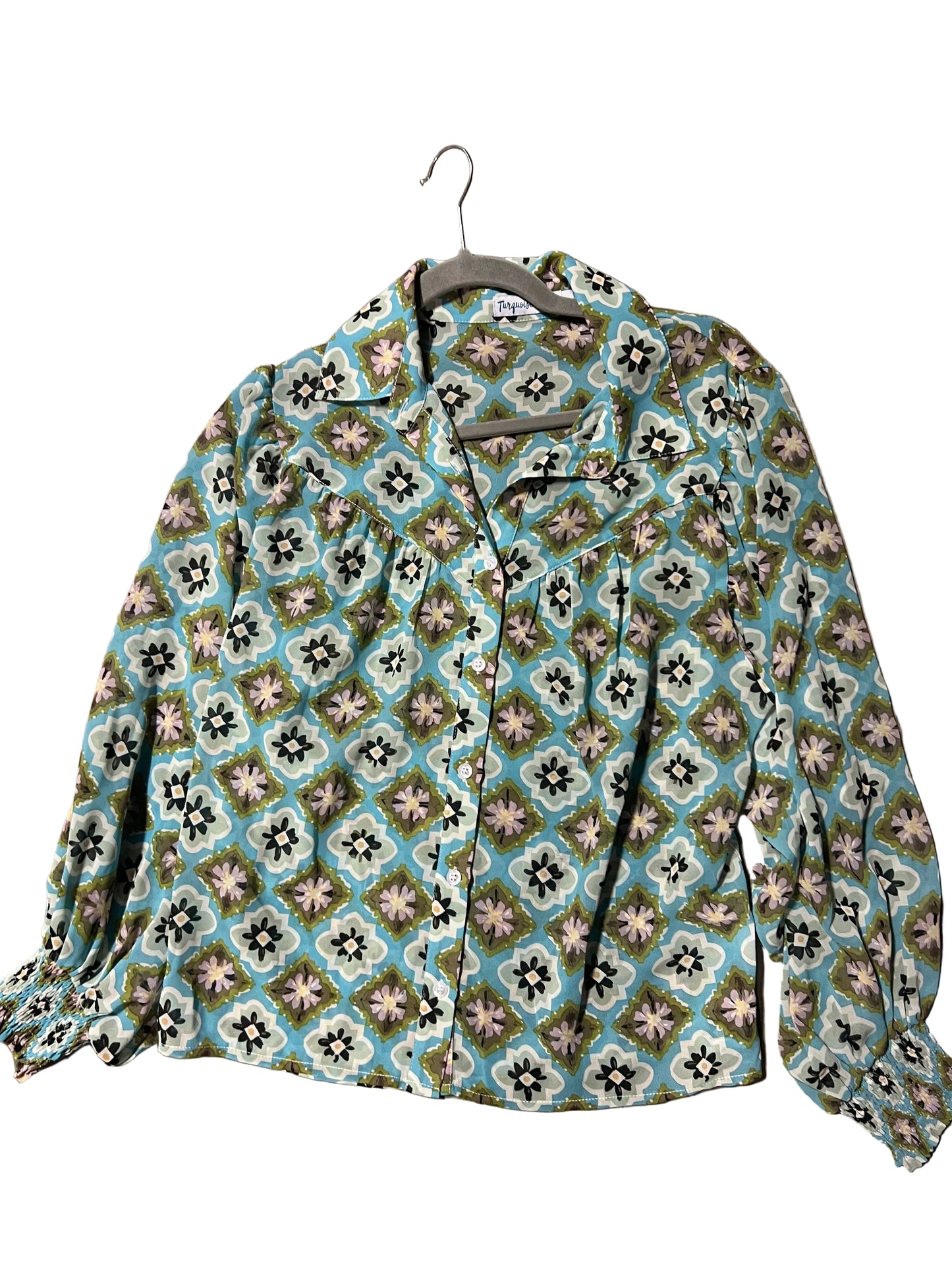 TH24 TURQUOISE MEDALLION BLOUSE ( 7 PIECE)