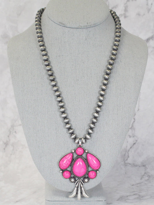 0860 HH113 PINK FAUX BURNISHED SILVER BEAD NL