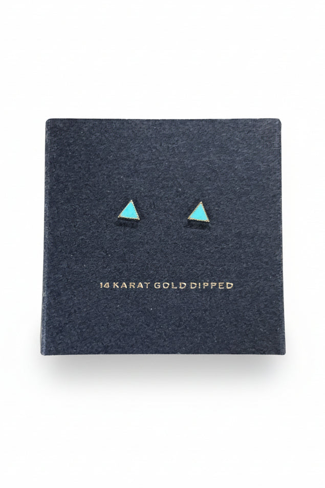 18675 R3-38 Gold-Tone Turquoise Stud Earrings