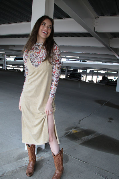 1408 VINTAGE TAN WASH TANK DRESS