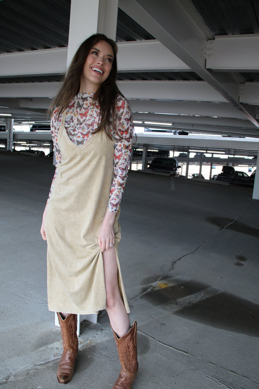 1408 VINTAGE TAN WASH TANK DRESS
