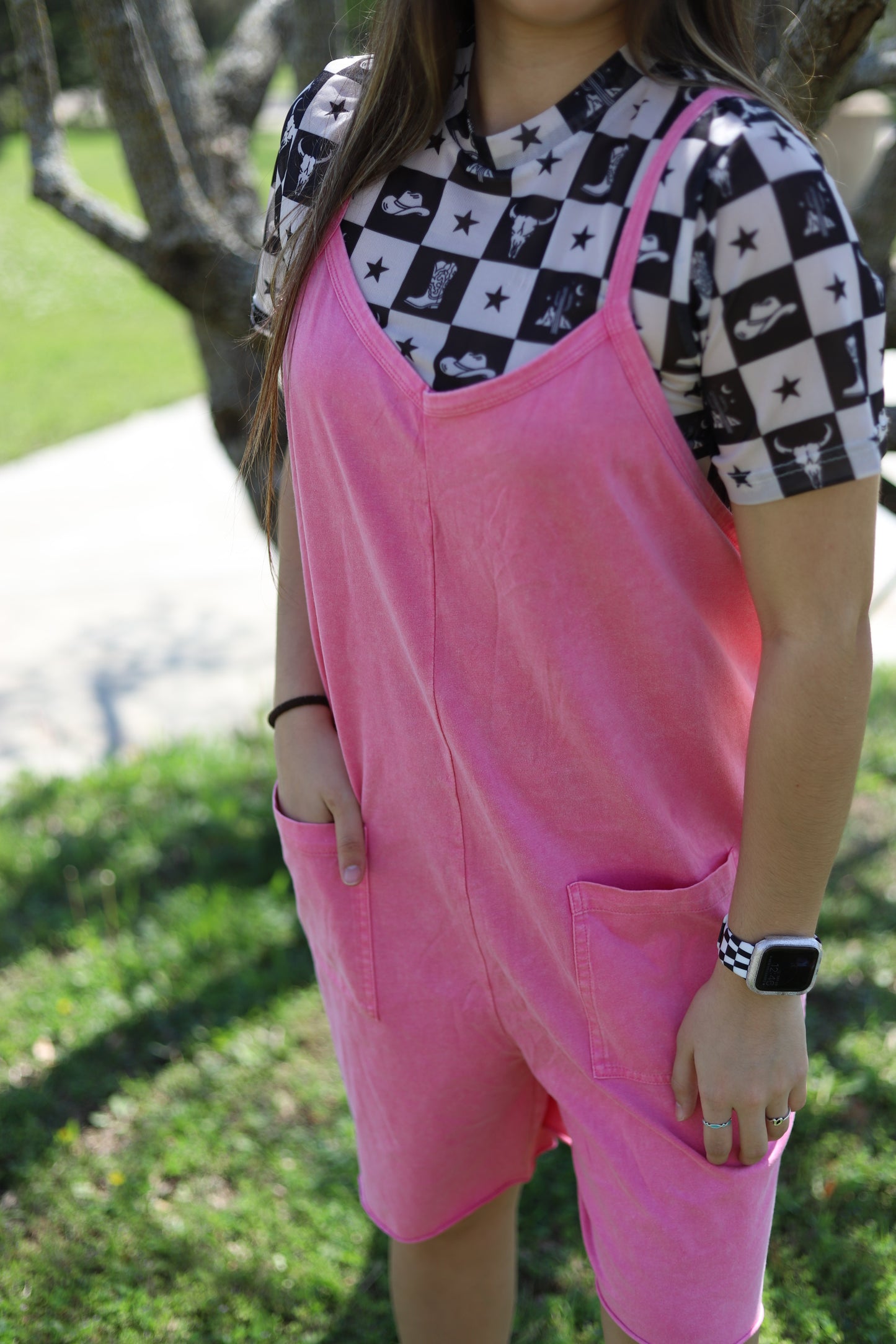 TH1406 VINTAGE WASH PINK  SHORT ROMPER (6)