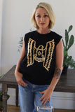 TH2086 THUNDERBIRD BLACK / GOLD SEQUIN SWEATER VEST