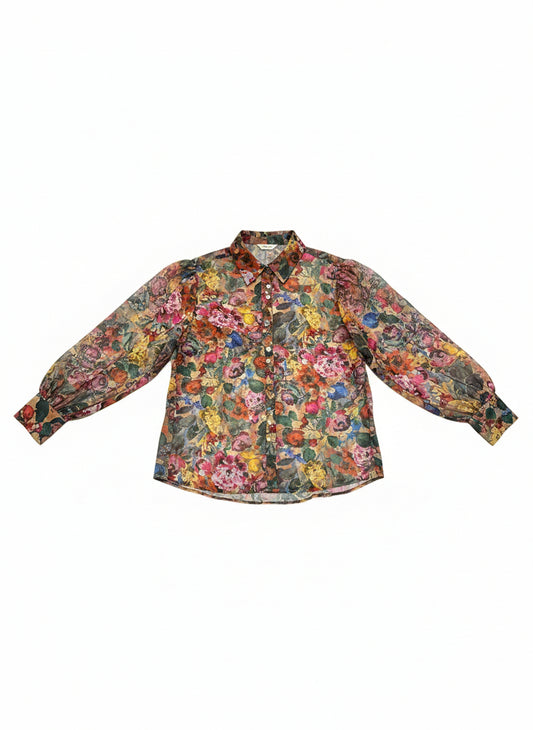 SINGLE SALE S10 Th2121 FLORAL BLOUSE