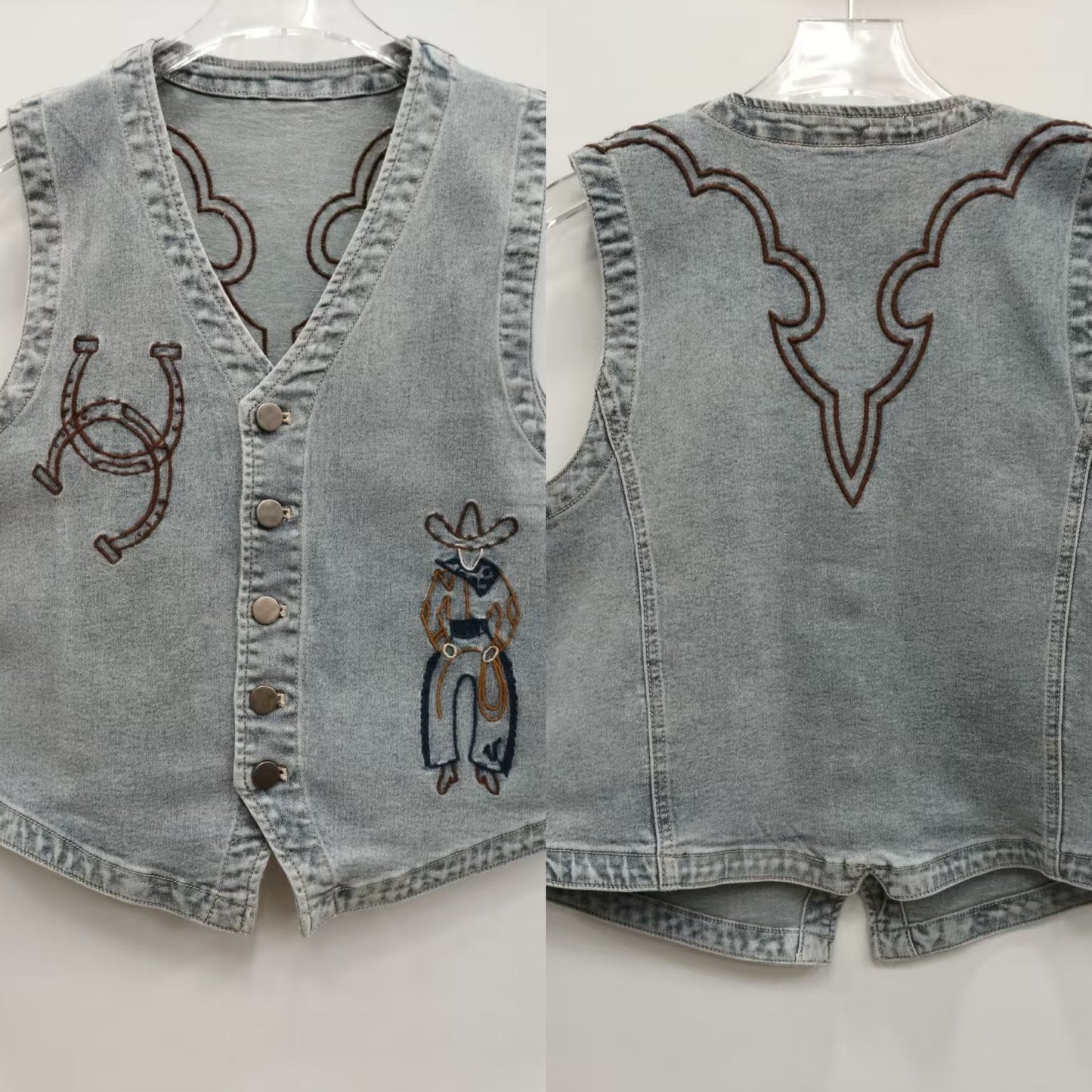 TH9800 Roping Cowboy Embroidery Vest (7 PIECE)