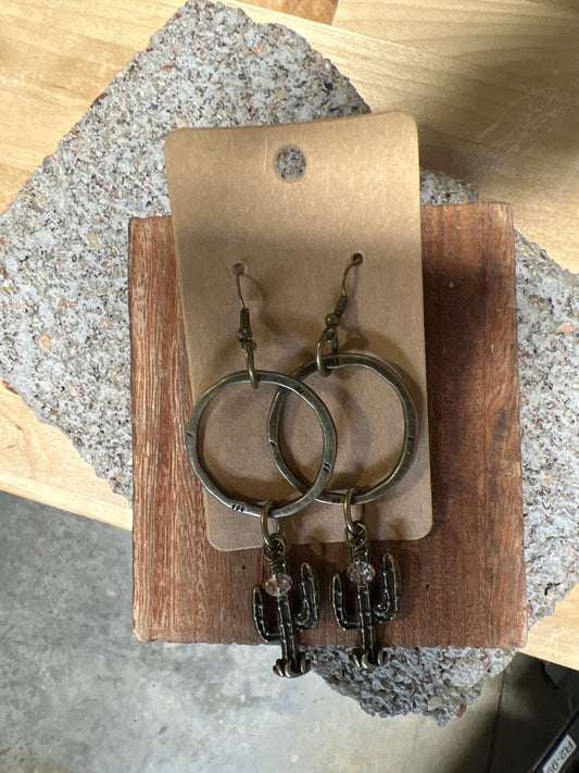 CACTUS HOOP DROP EARRINGS R4-26