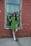 TH25 GREEN VELVET BOHO DRESS