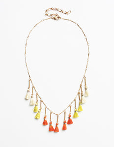 1813 OR Delicate Tassel Charm Necklace – Gold & Multicolor