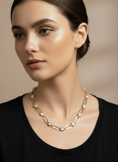 0417 R1-180 GOLD BLING PAPER CLIP NECKLACE