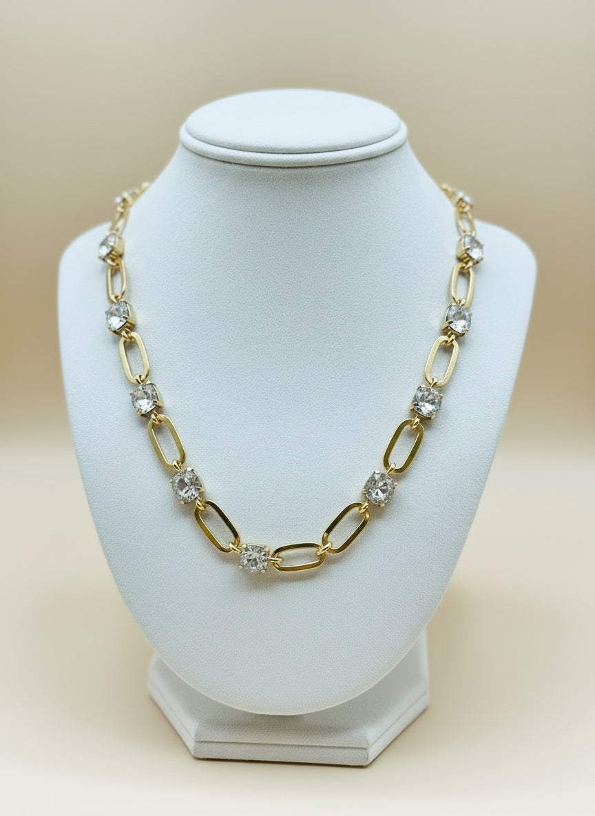 0417 R1-180 GOLD BLING PAPER CLIP NECKLACE