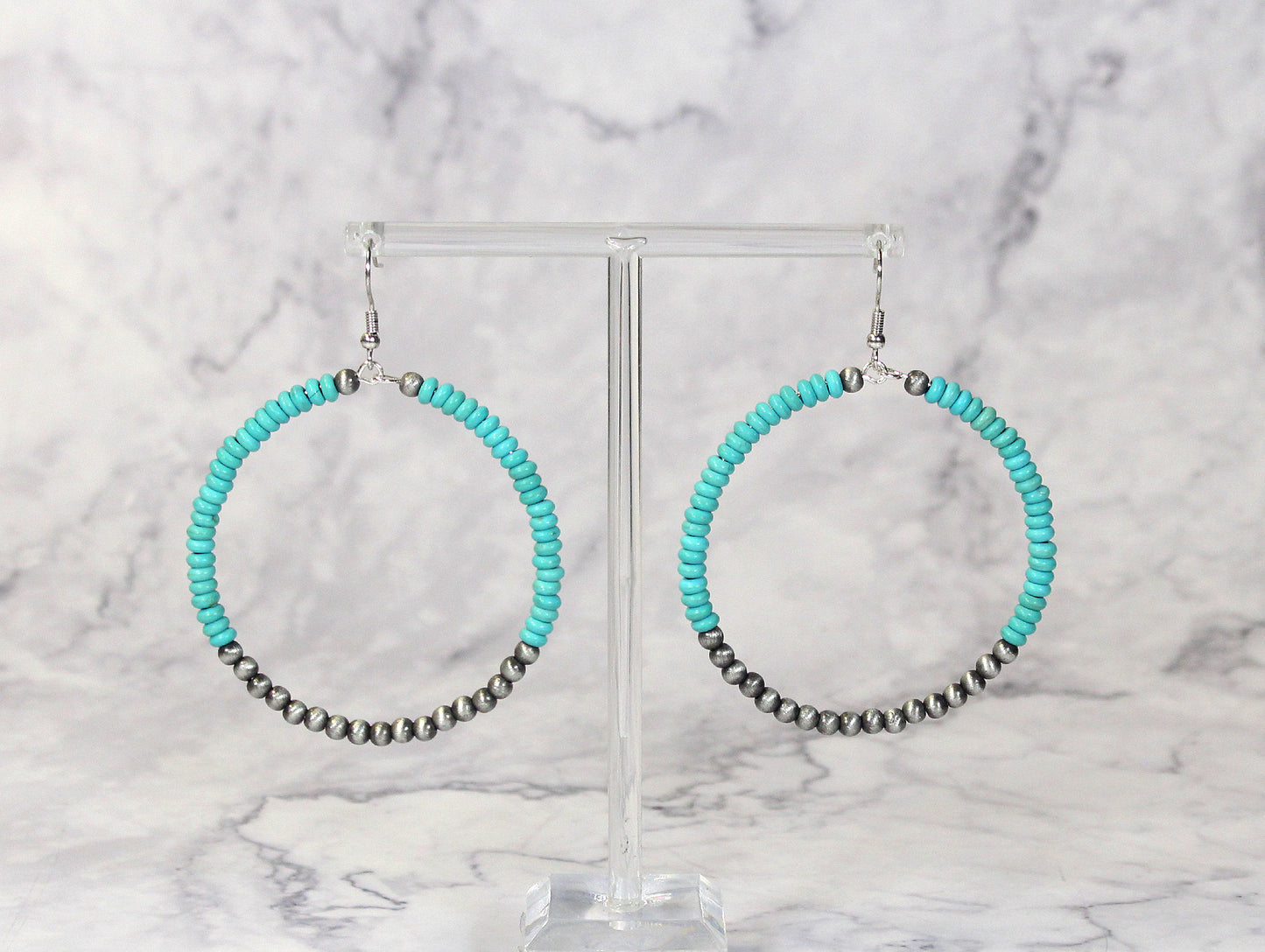 1620 Turq & Silver-Tone Wire Hoop ER R3-25