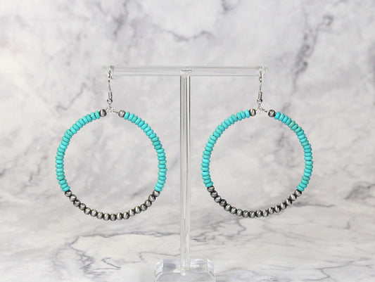 1620 Turq & Silver-Tone Wire Hoop ER R3-25