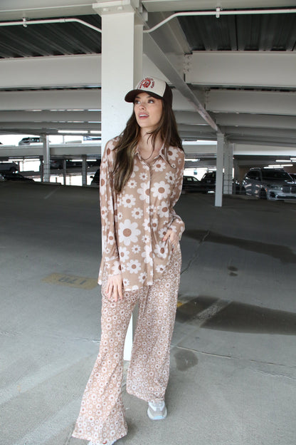 TH2109  RETRO BROWN FLOWER PANT(7 Piece)