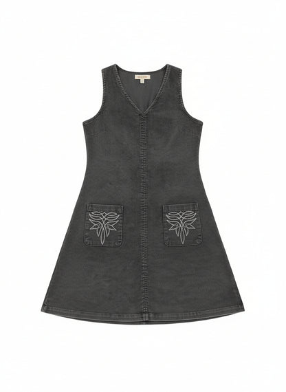 TH1407 BLACK CORDUROY SHIFT DRESS (7 Piece)