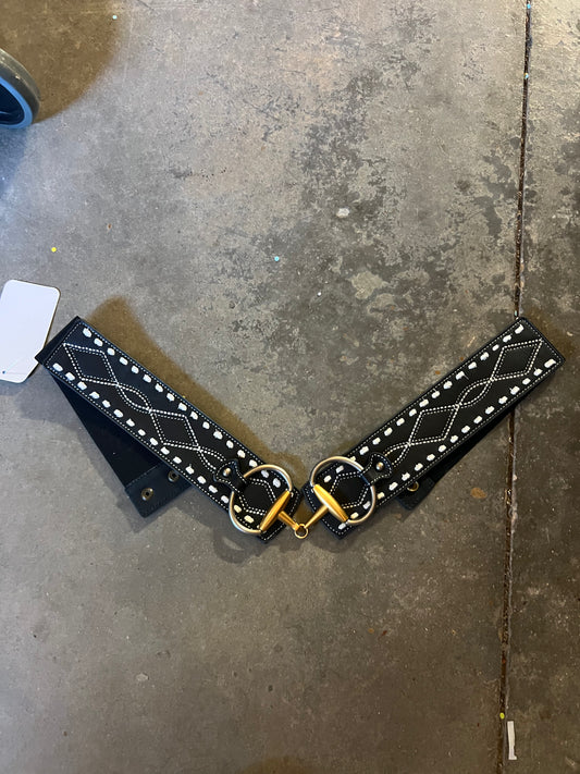 BLACK LEATHER BIT BELT ( PACKS OF 4)