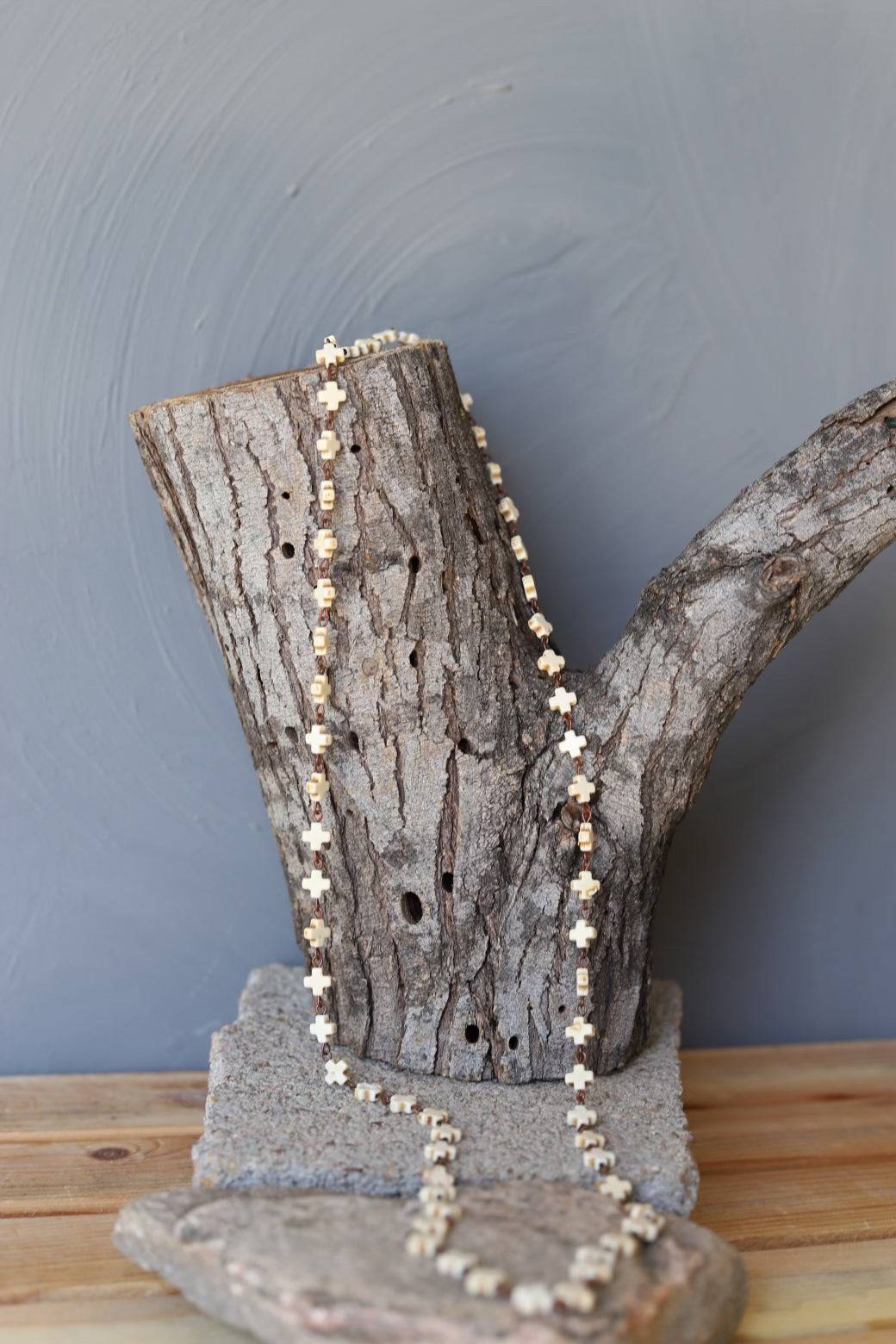 2242 N77 BONE CROSS LAYERING NECKLACE