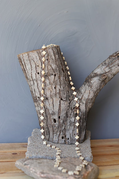 2242 N77 BONE CROSS LAYERING NECKLACE