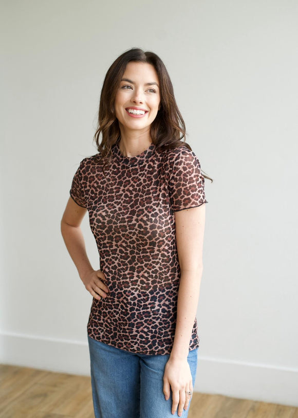 TH1224 CHEETAH MESH SHORT SLEEVE TOPS (1 Piece)