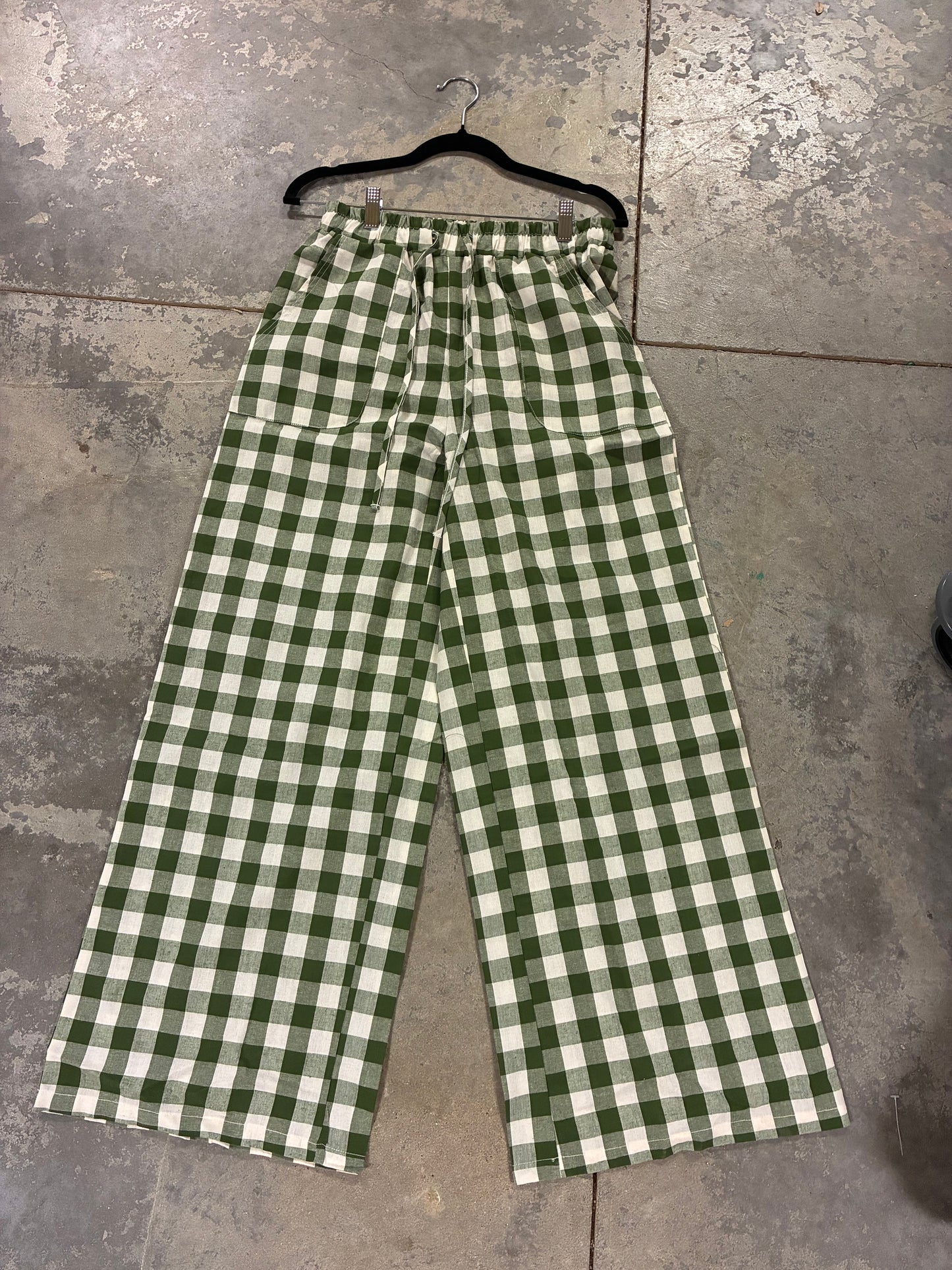 TH2109 DARK OLIVE GINGHAM  PANT (8 Piece)