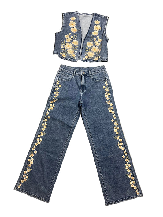TH017 IVORY FLORAL EMBROIDERY JEAN