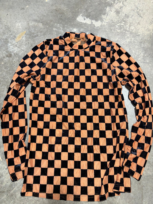 TH1221 BLK NUDE CHECKER  BURNOUT MESH TOP (7)