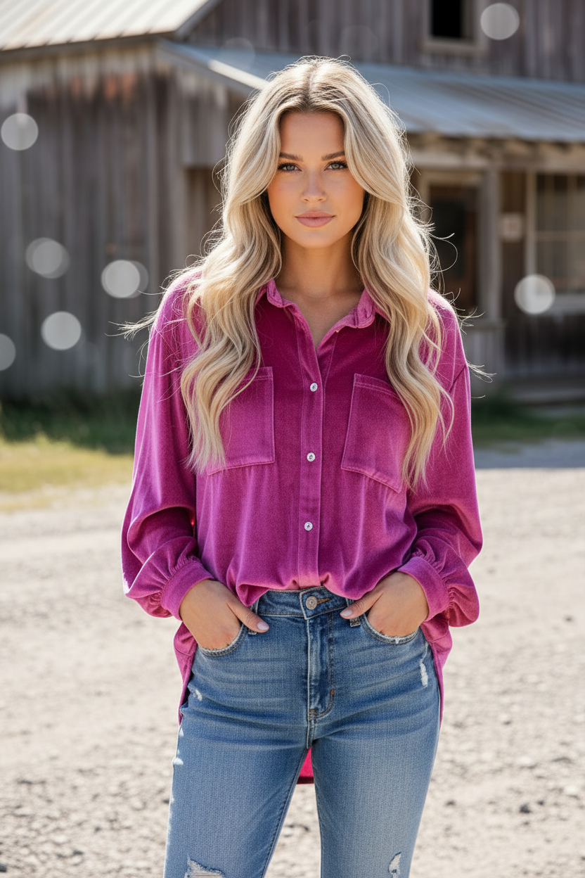 TH2780 PINK VELVET TOP (7 Pieces)