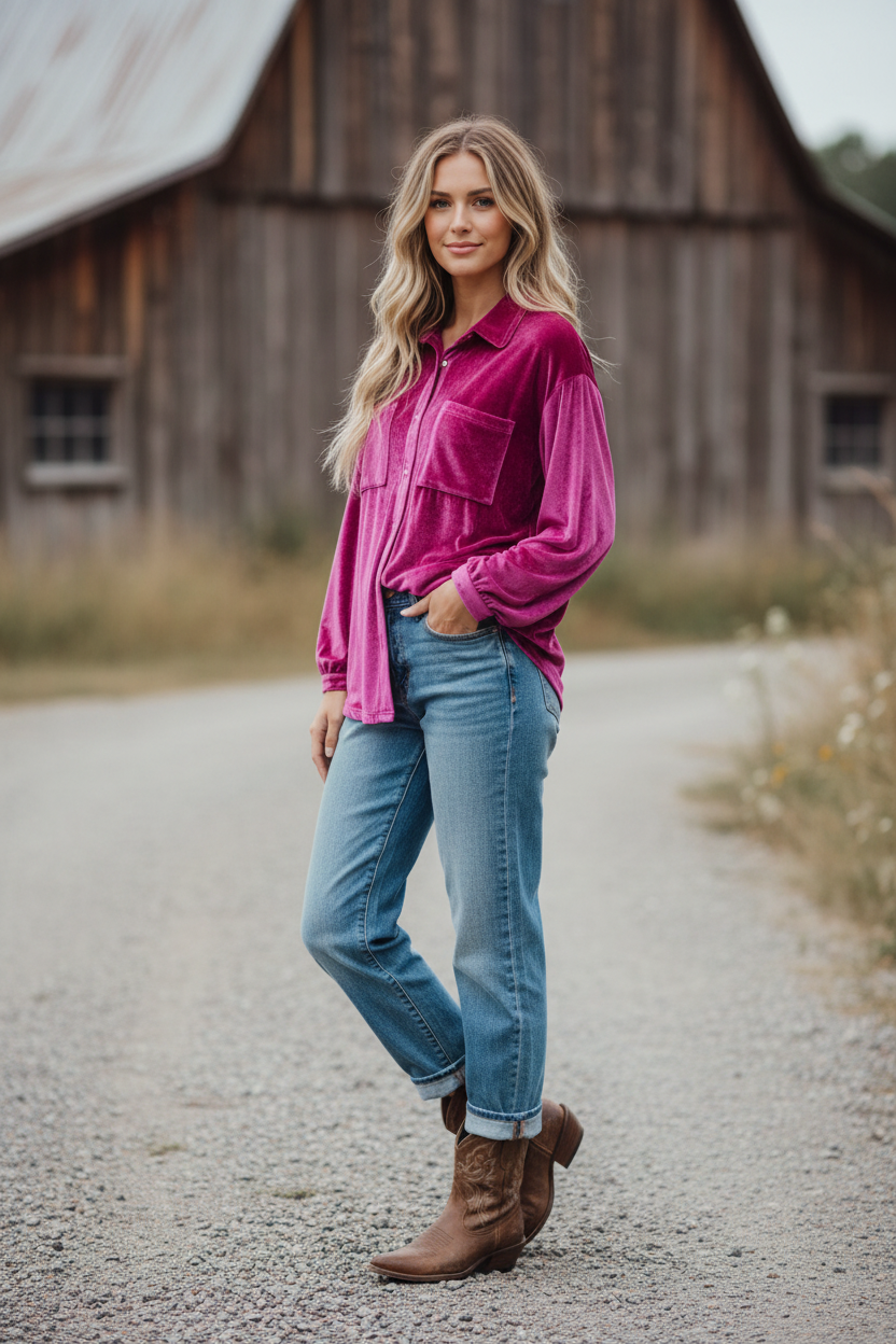 TH2780 PINK VELVET TOP (7 Pieces)