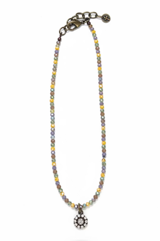 1233 N12 CRYSTAL CHOKER WITH FLOWER BLING CHARM NL