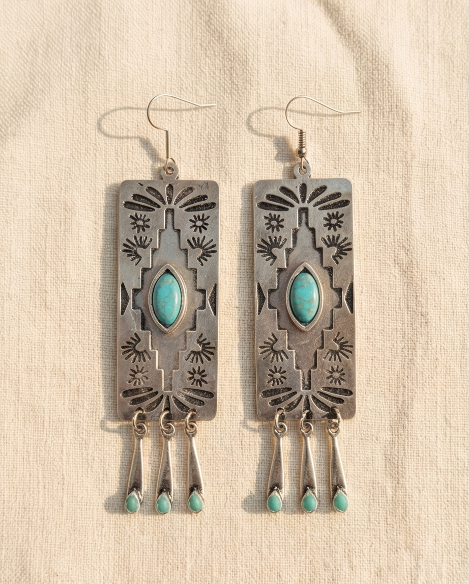 317261 Rectangle Stamped Earring