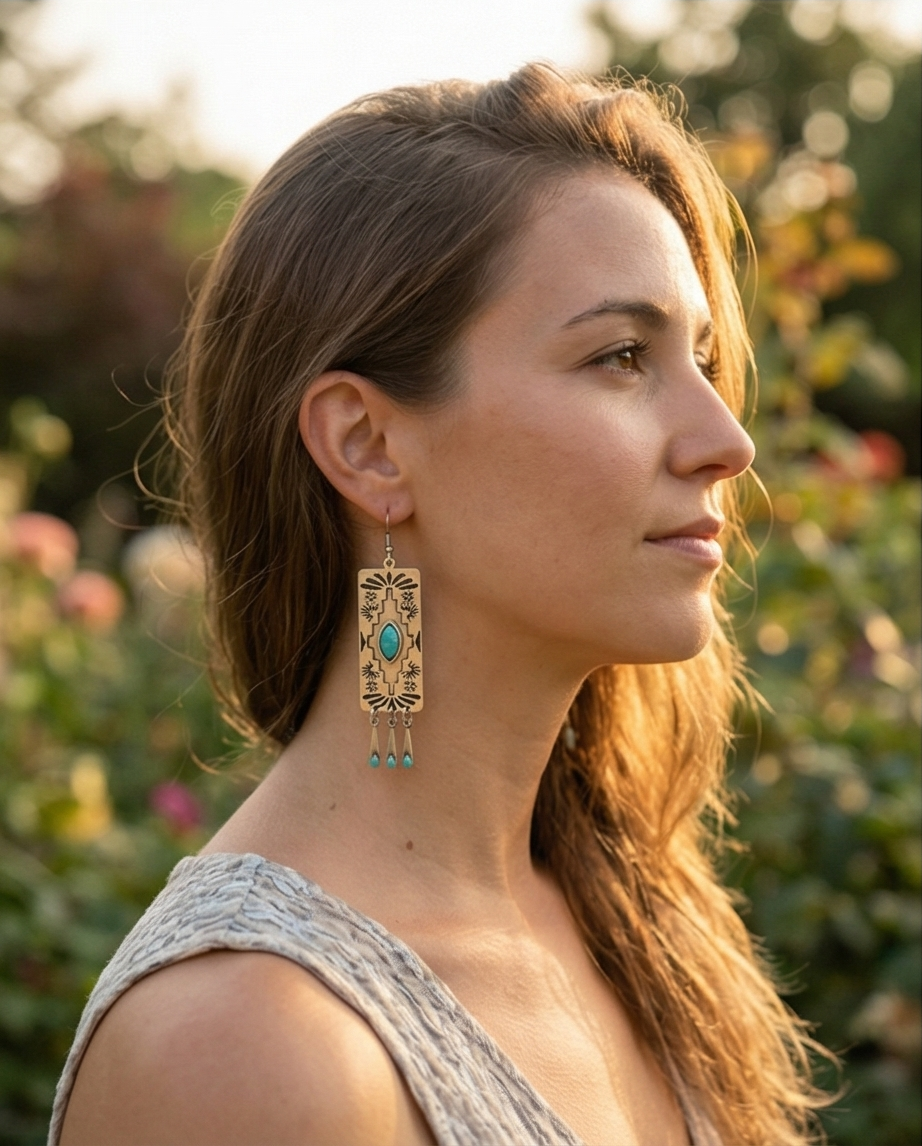317261 Rectangle Stamped Earring