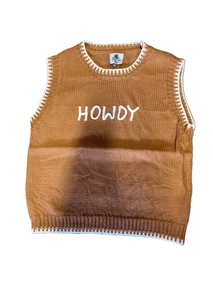 TH4215 BROWN HOWDY SWEATER VEST (OPEN)