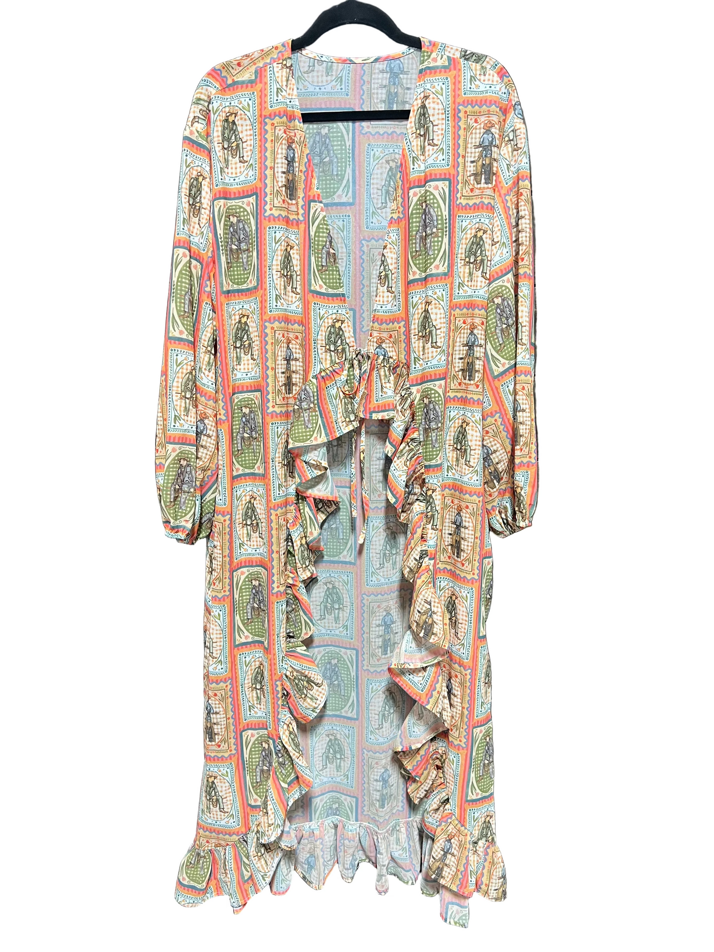 TH6170 PEACH SQUARE COWBOY  KIMONO (6 Piece)