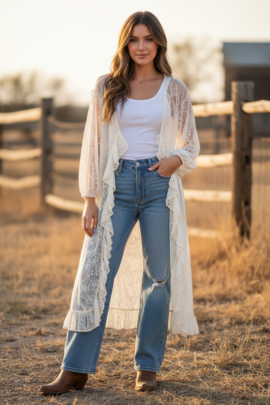 TH6170 IVORY LACE KIMONO (6 Piece)