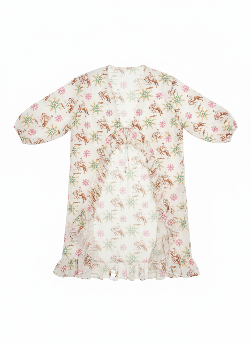 TH6170 FLORAL BUCKING COWBOY  KIMONO (6 Piece)