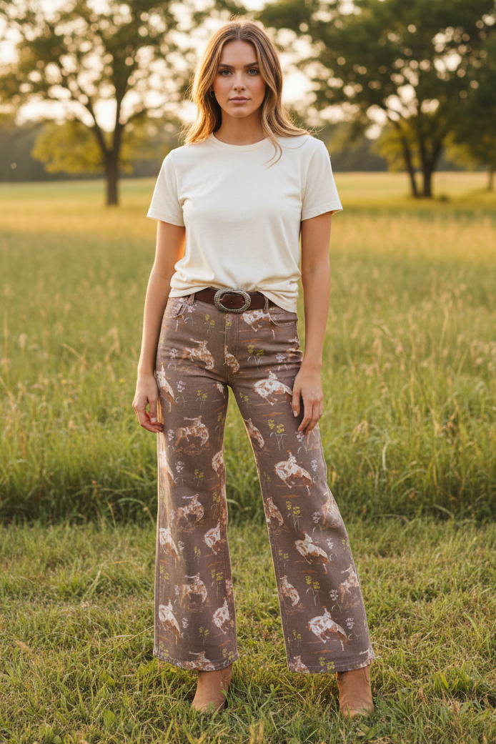 TH8001 FLORAL BUCKING HORSE COWBOY