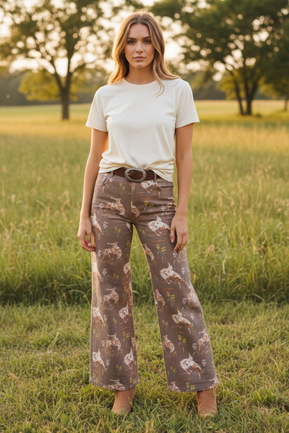 TH8001 FLORAL BUCKING HORSE COWBOY