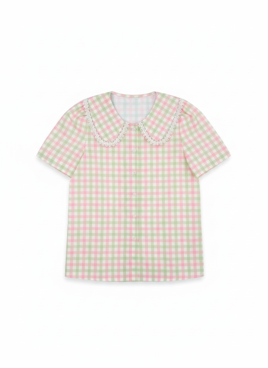TH2782 PINK GREEN GINGHAM(7 Piece)