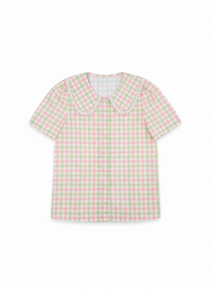 TH2782 PINK GREEN GINGHAM(7 Piece)