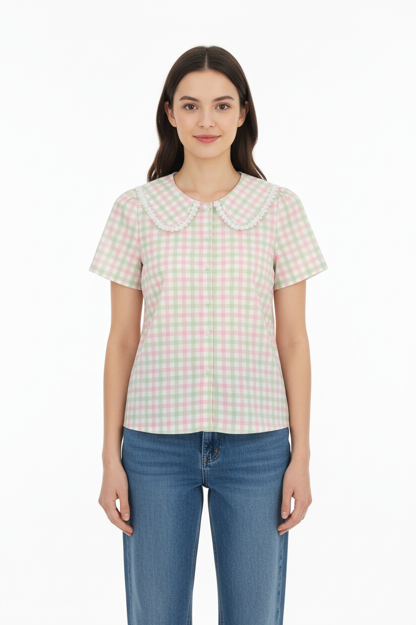 TH2782 PINK GREEN GINGHAM(7 Piece)